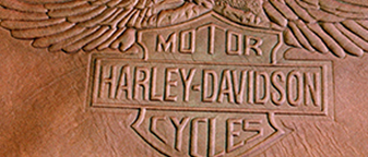 Embossed Harley-Davidson logo raised on leather
